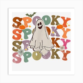 Spooky Season Cute Ghost Groovy Halloween Retro Art Print