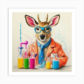 Deer Scientist 2 Art Print