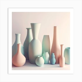 Pastel Vases Art Print