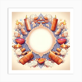 Indian Diwali Frame Art Print