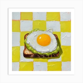 Avocado Egg On Toast Yellow Checkerboard 1 Art Print