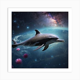 Dolphin In Space Art Print