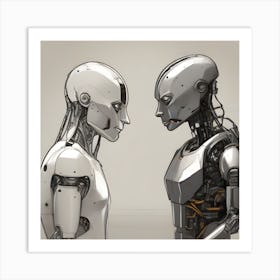 Two Robots Facing Each Other 1 Art Print