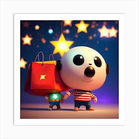 Christmas Panda Art Print