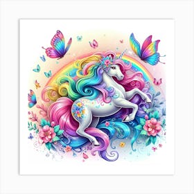 Unicorn With Butterflies Art Print