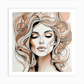 Line art Of A Woman 3 Art Print