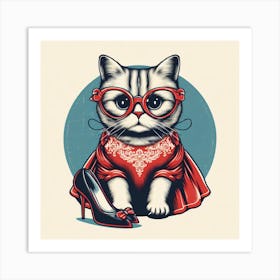 Cat In Glasses Art Print