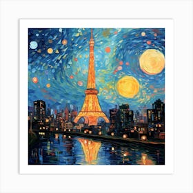 Eiffel Tower At Night 3 Art Print