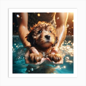 Puppy In A Pool Art Print