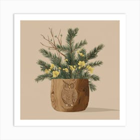 Owl In A Pot 1 Art Print