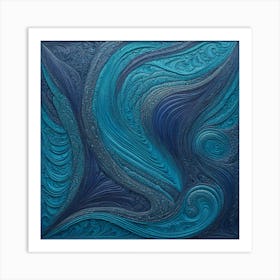 Blue And Black Swirls Art Print