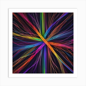 Abstract Rainbow Lines Art Print