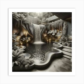 Waterfall In The Garden Art Print