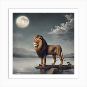 Lion At Night Art Print