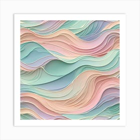 Pastel Wavy Wallpaper Art Print