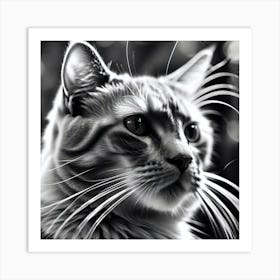 Black And White Cat 12 Art Print