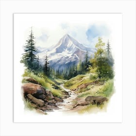 Watercolor Mountain Landscape 1 Art Print