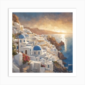 Sunset At Oia Art Print