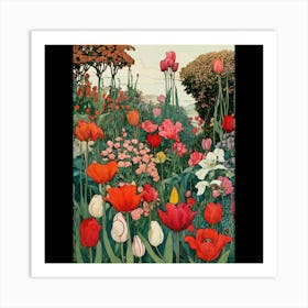 Tulips In The Garden 6 Art Print