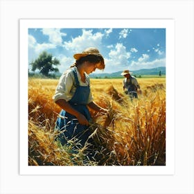 Woman In A Wheat Field Art Print