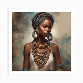 Wall Painting Of A Beautiful African Girl Art Print