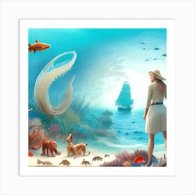 Woman In The Sea Art Print