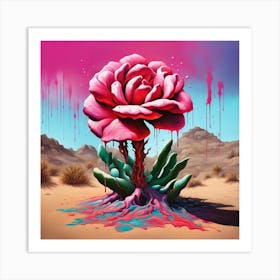 Pink Rose In The Desert Art Print