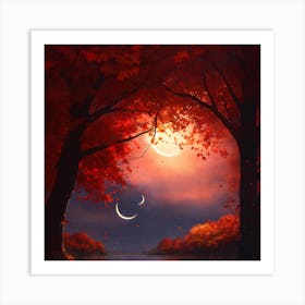 Moonlight Over The Lake 1 Art Print