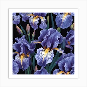 Blue Iris Flowers Art Print