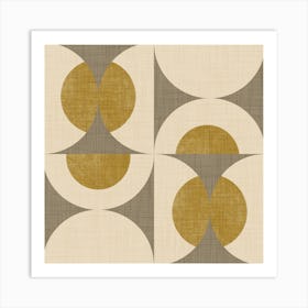 Retro Vintage Circle Fusion Mid Century Orbs Taupe 50s Geometric Art Print