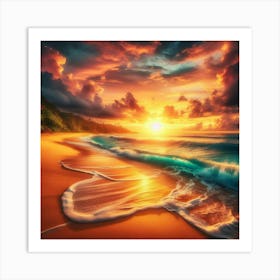 Sunset On The Beach Art Print