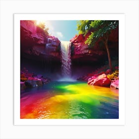 Rainbow Waterfall Art Print