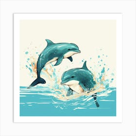 Dolphins Jumping In The Water Art Print