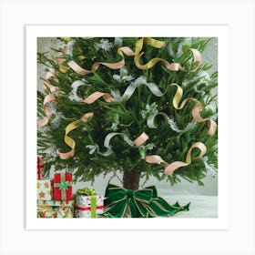 Christmas Tree With Ribbons 1 Art Print