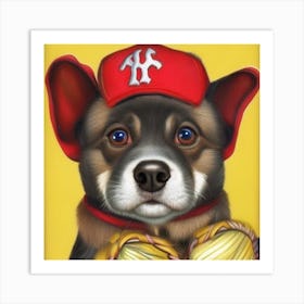 Baseball Dog Art Print