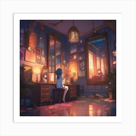 Manga Girl In A Room 10 Art Print