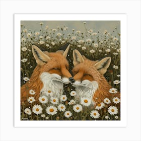 Foxes Fairycore Painting 2 Art Print