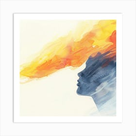 Watercolor Of A Woman'S Head Art Print