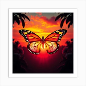 Butterfly At Sunset 3 Art Print