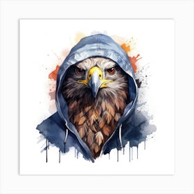 Watercolour Cartoon Falcon In A Hoodie 1 Art Print