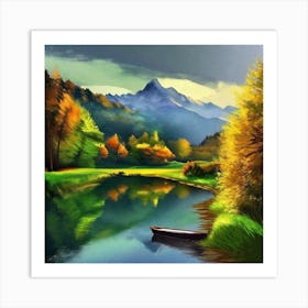 Boat On A River Art Print