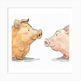 Two Pigs Art Print