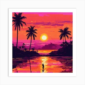 une belle peinture d'un coucher du soleil  Art Print