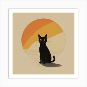 Black Cat At Sunset 2 Art Print