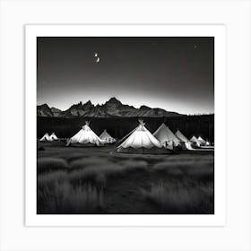 Tents At Night 2 Art Print