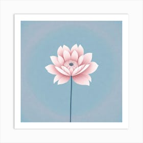 A White And Pink Flower In Minimalist Style Square Composition 72 Art Print