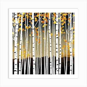 Birch Trees At Sunset Art Print