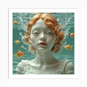 Girl In The Water Art Print