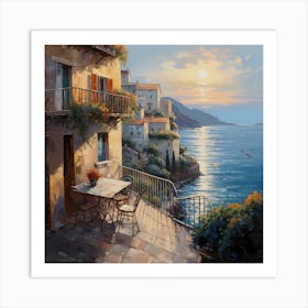 Clifftop Crescendo: Positano's Charm in Watercolour Melody Art Print