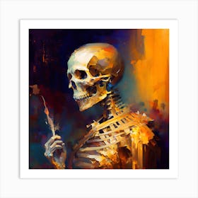 Skeleton In Flames Art Print